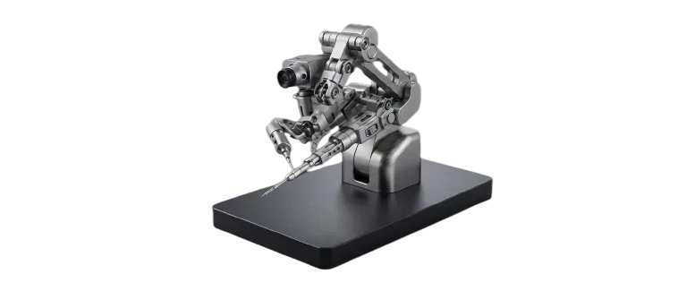 Surgical robotic instrument arm on base, medical device components